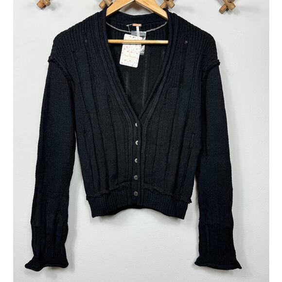 Free People Knit Stevie Cardigan In Black Size XS - Picture 3 of 11